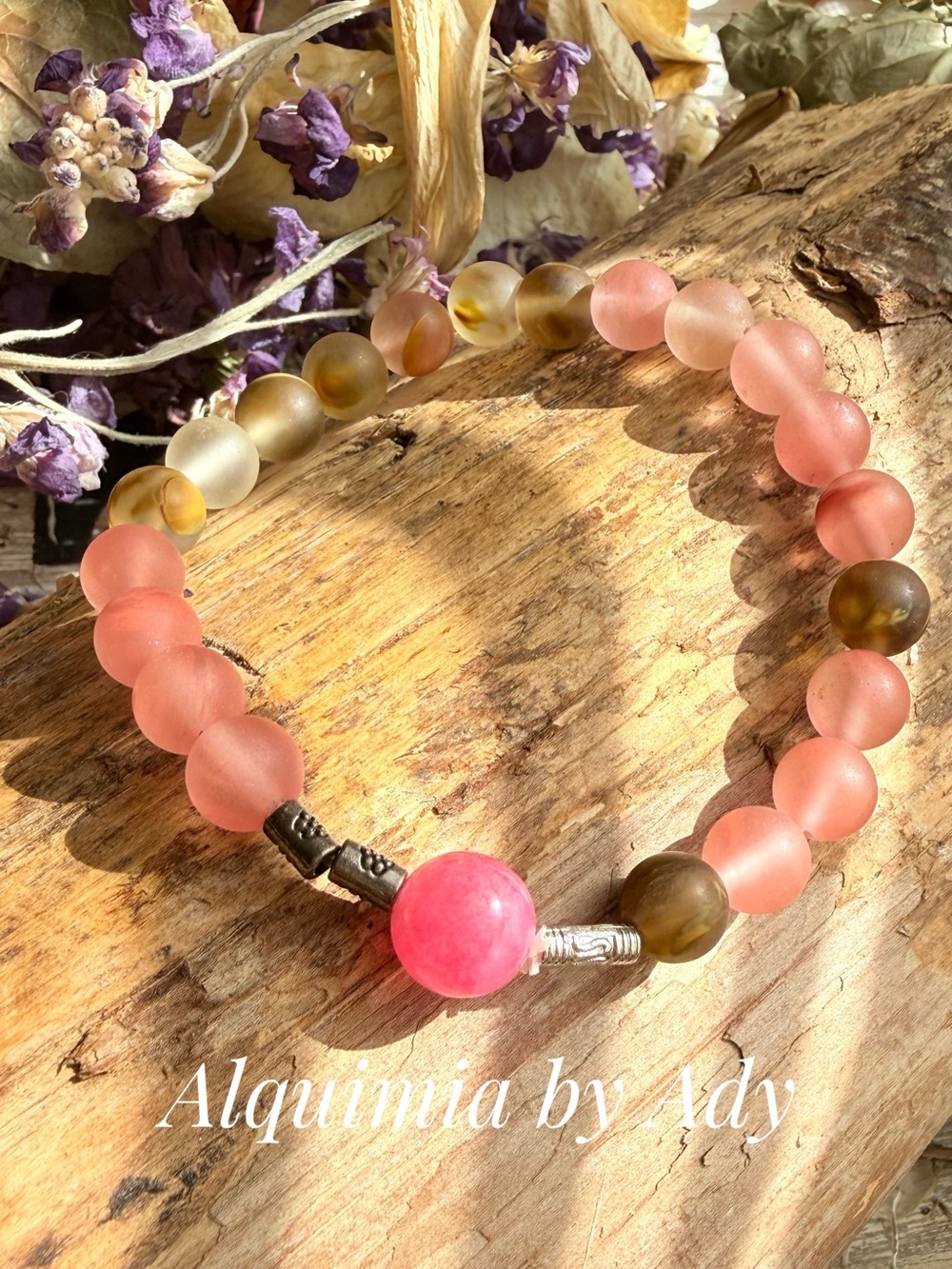 Alquimia Pink & Olive Beaded Bracelet